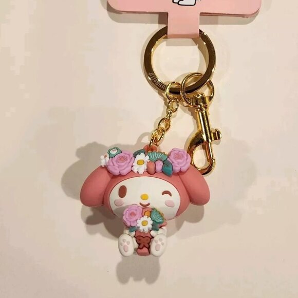 Loungefly Sanrio My Melody Earth Day Flower Crown Floral Pink 3D Keychain NEW - Picture 3 of 12